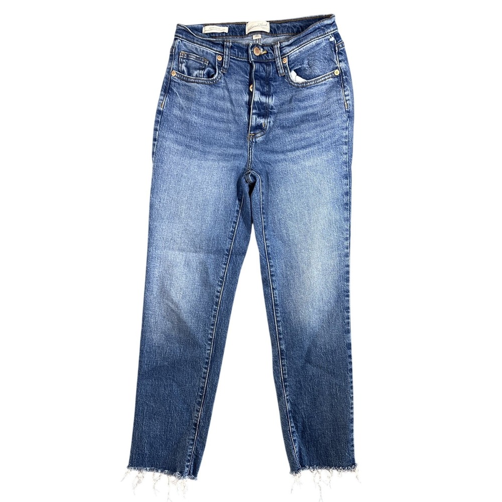Universal Thread Women's Size 2R Blue High Rise 90s Slim Button Fly Raw Hem
